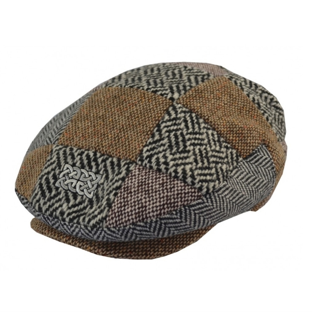 Patrick Francis Adults Mutli Tweed Patch Flat Cap